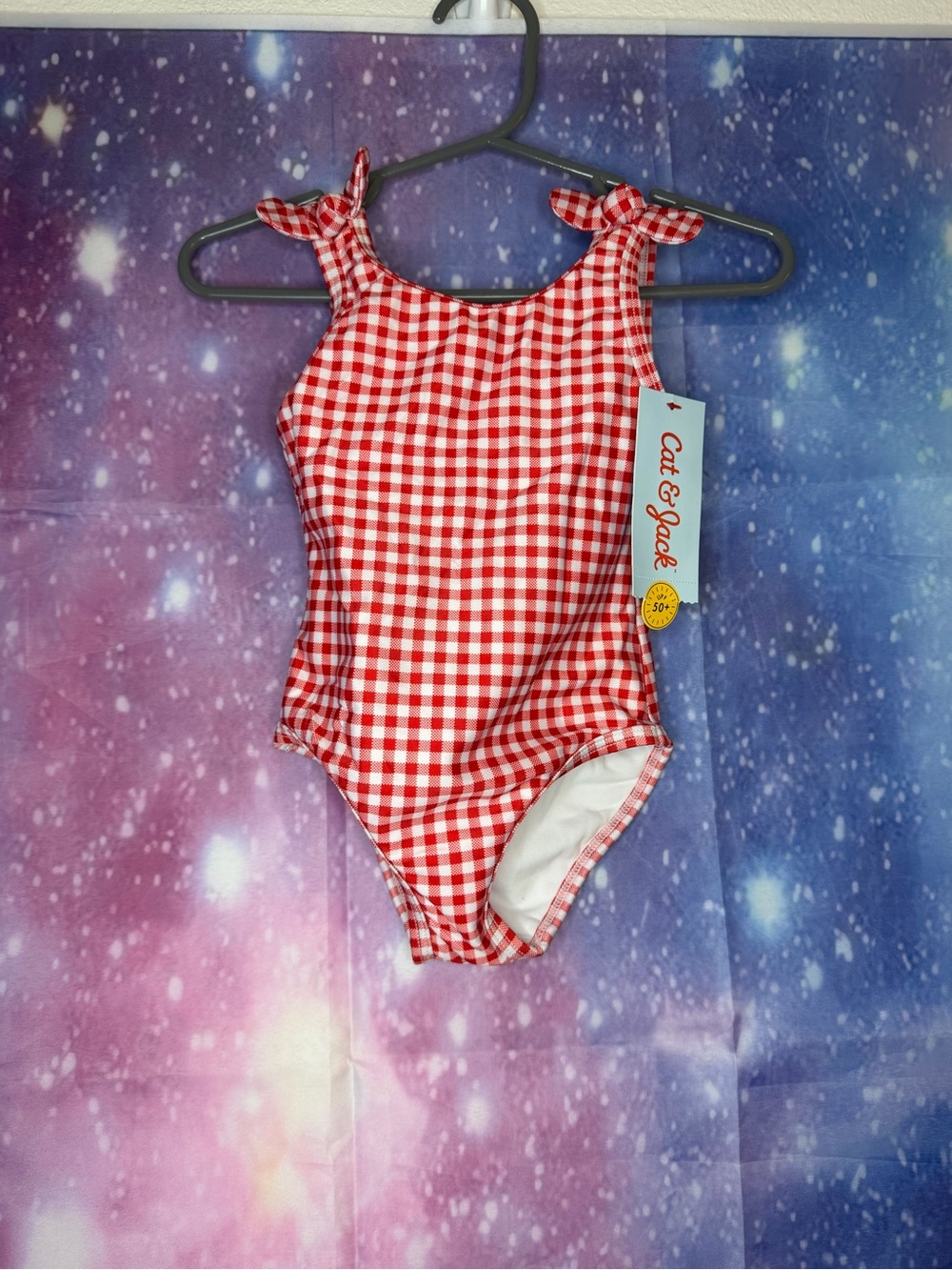 New girls gingham cat & Jack one piece swimsuit